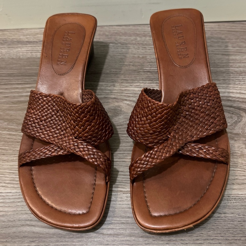 Lauren Ralph Lauren Brown Woven Sandals